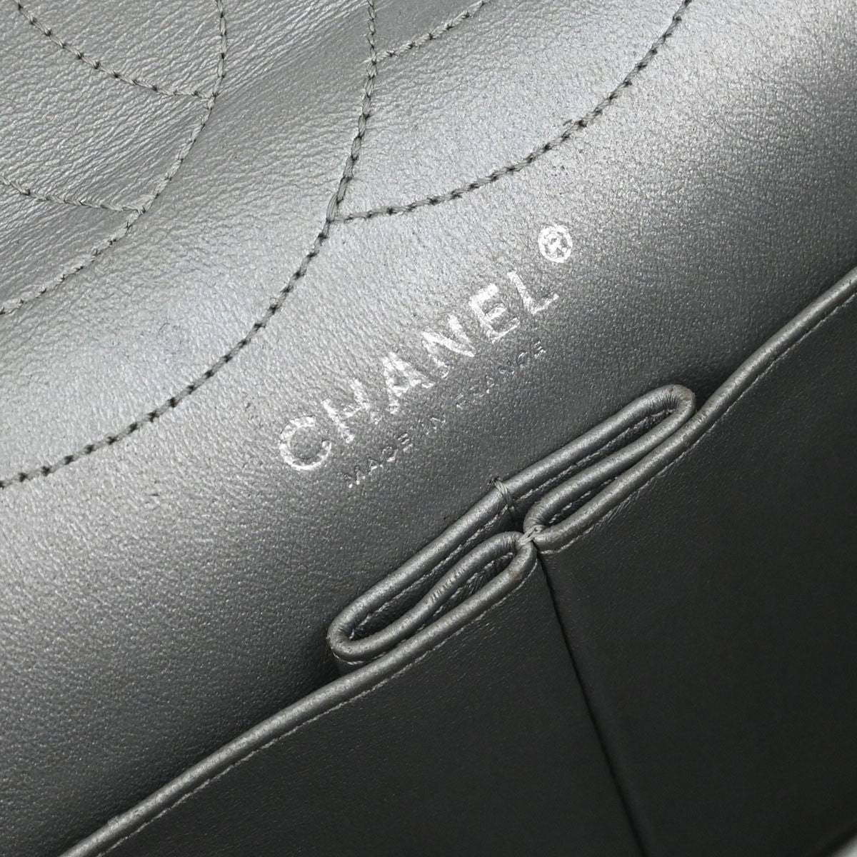 Chanel Silver Calfskin 2.55 Jumbo Classic Double Flap Shoulder Bag