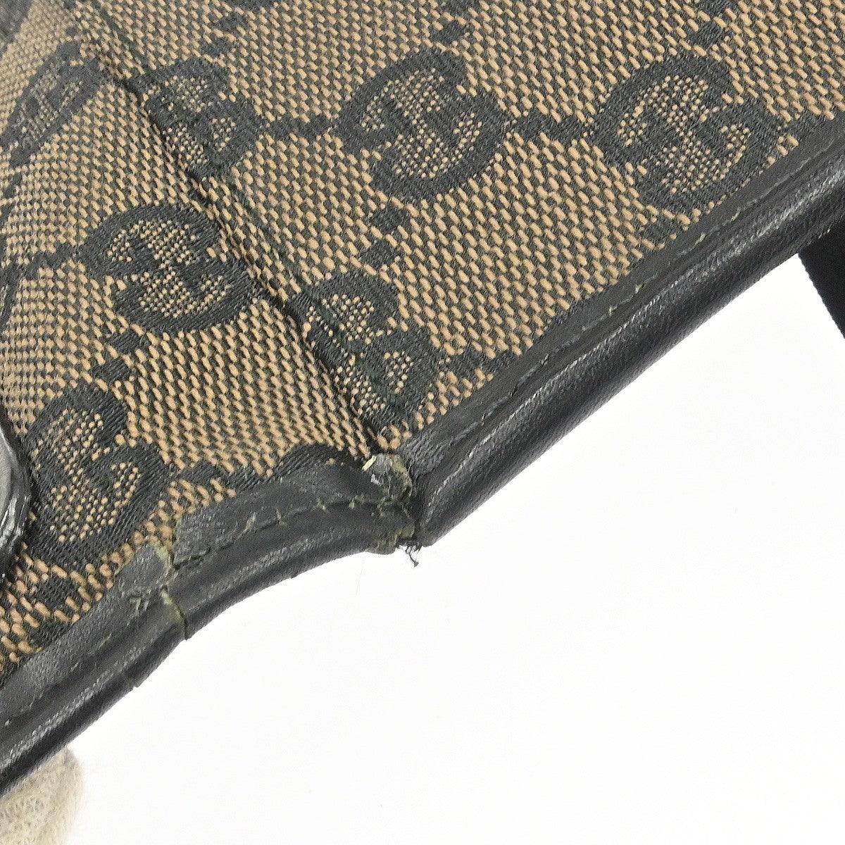 Gucci Brown Black Canvas GG Shoulder Bag
