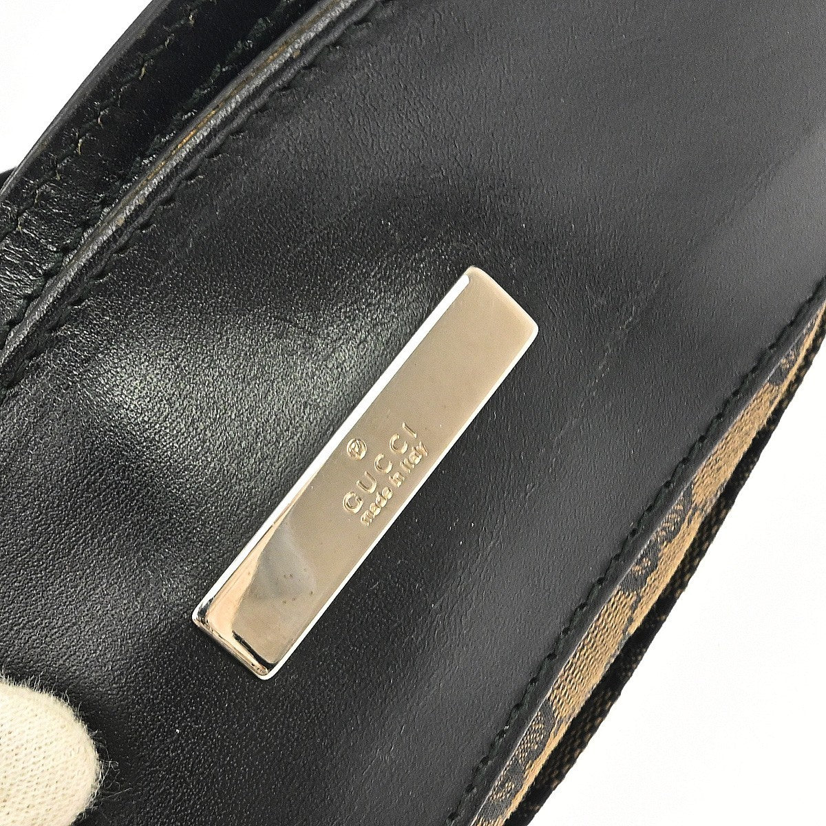 Gucci Brown Black Canvas GG Shoulder Bag
