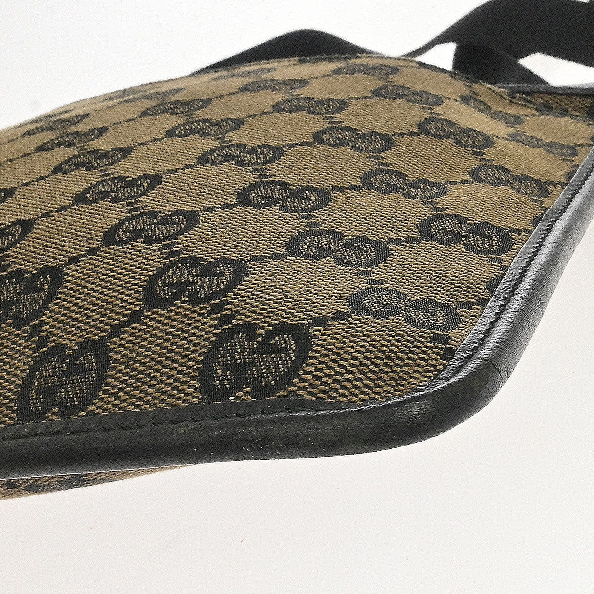 Gucci Brown Black Canvas GG Shoulder Bag