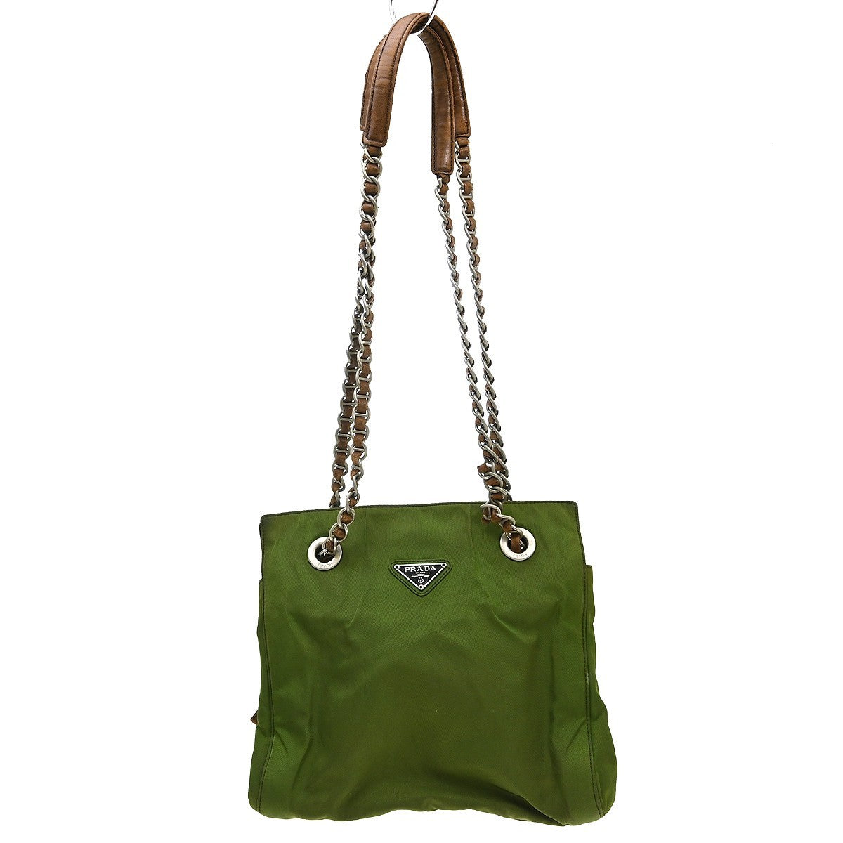 Prada Khaki Nylon Tote Shoulder Bag