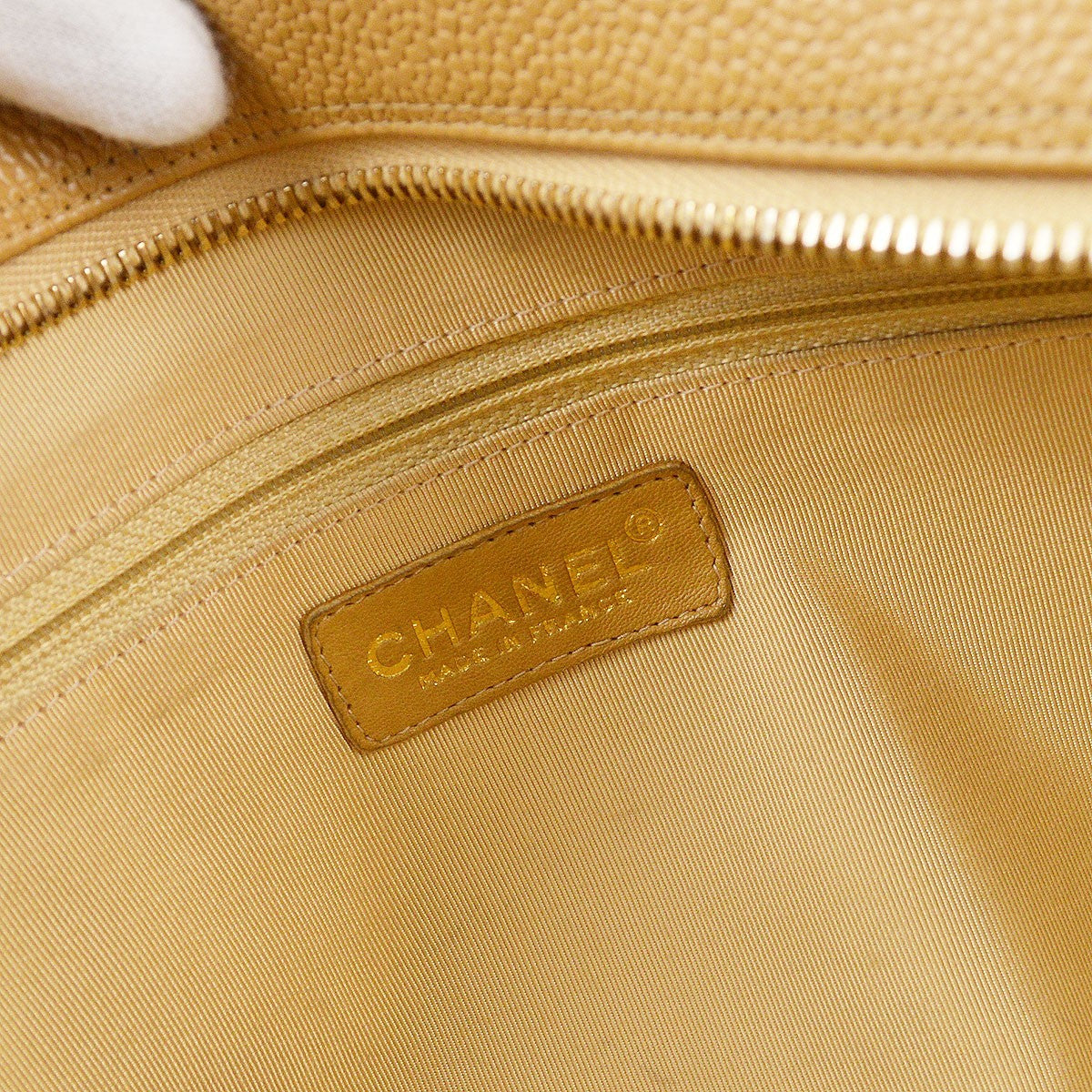 Chanel Beige Calfskin Grand Shopping Tote GST Chain Handbag