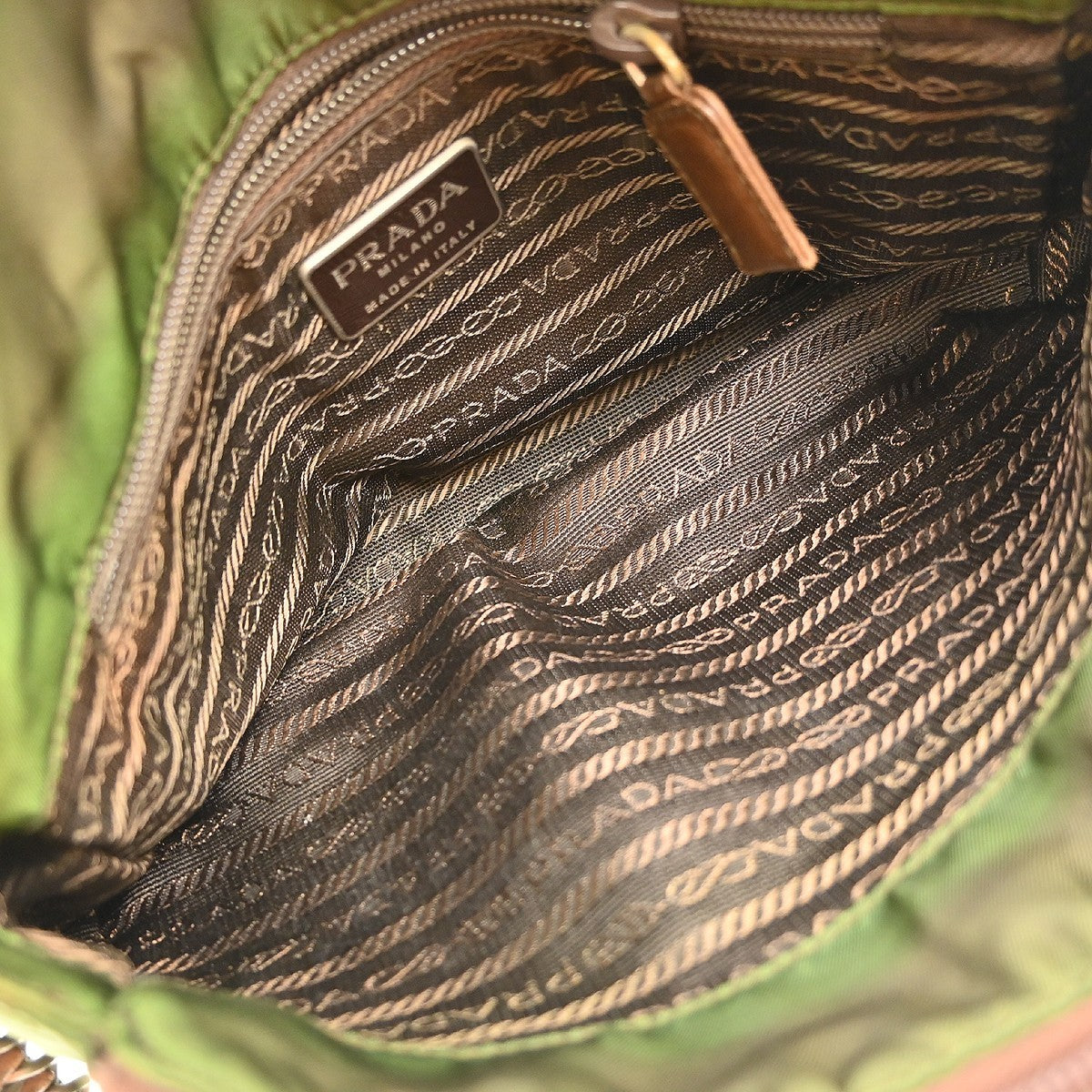 Prada Khaki Nylon Tote Shoulder Bag
