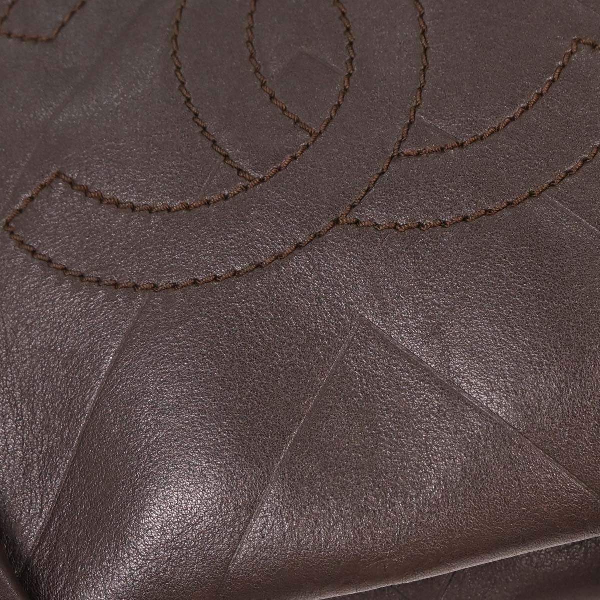 Chanel Brown Lambskin Chevron Handbag