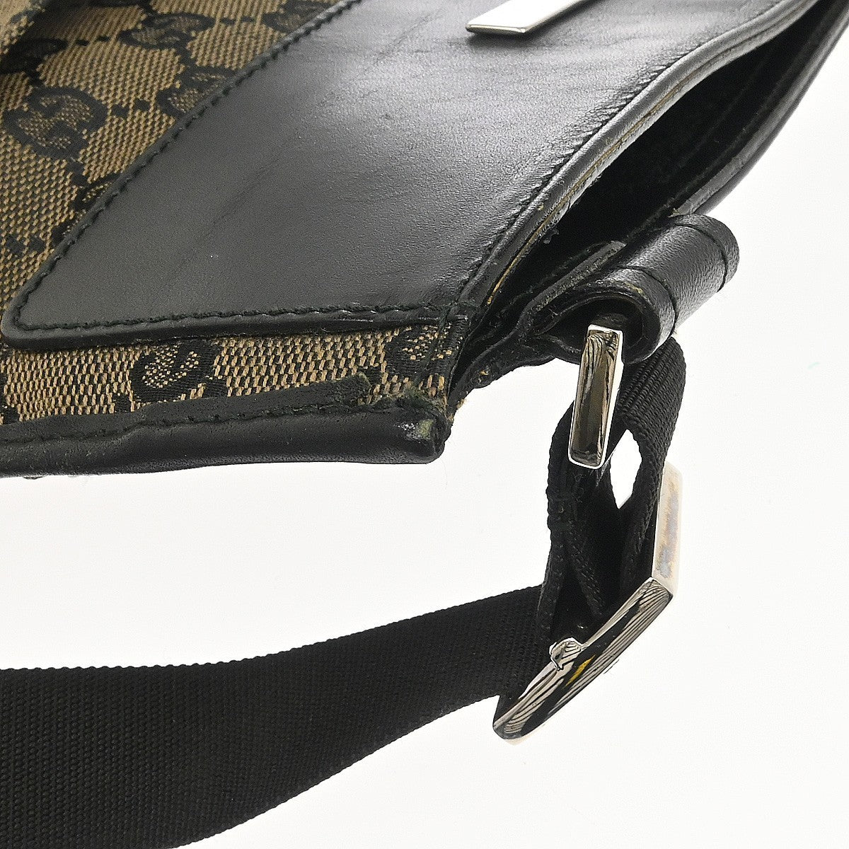 Gucci Brown Black Canvas GG Shoulder Bag
