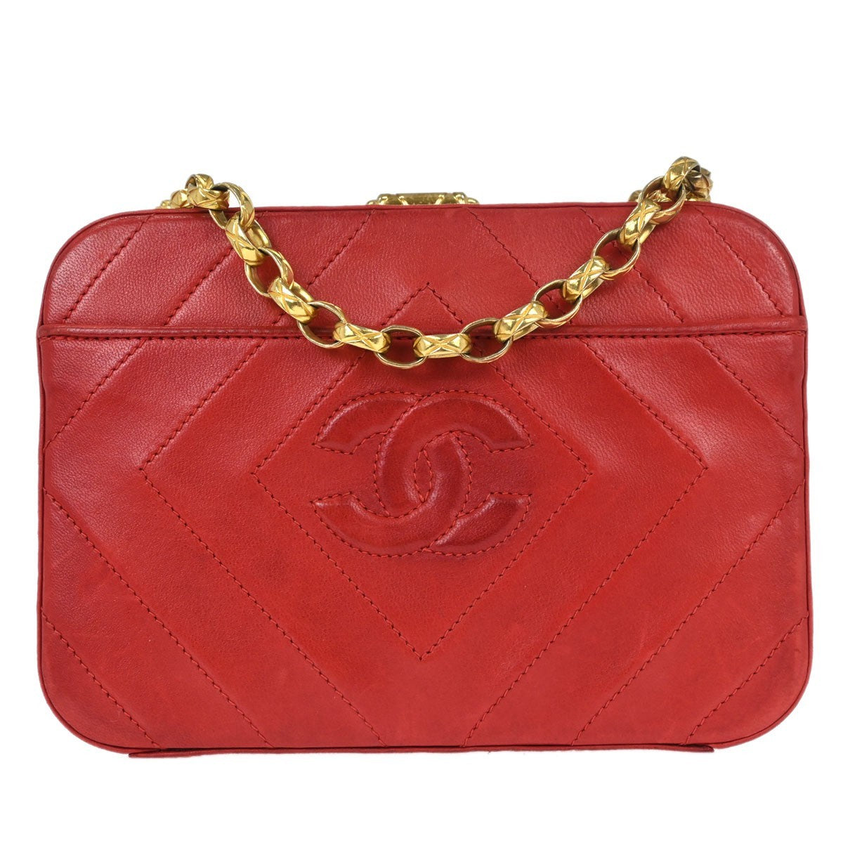 Chanel Red Lambskin Camera Bag Mini