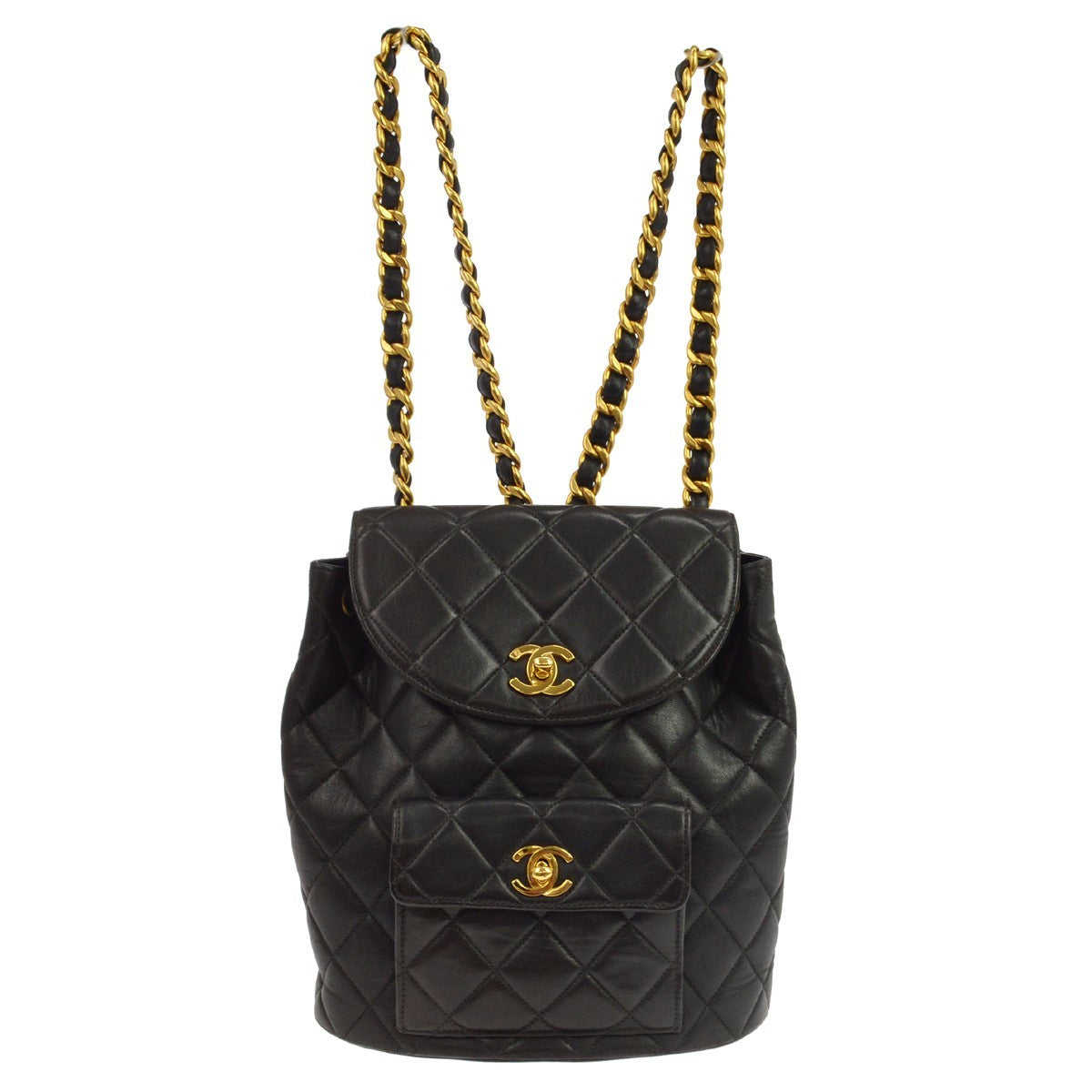 Chanel Black Lambskin Duma Backpack Large