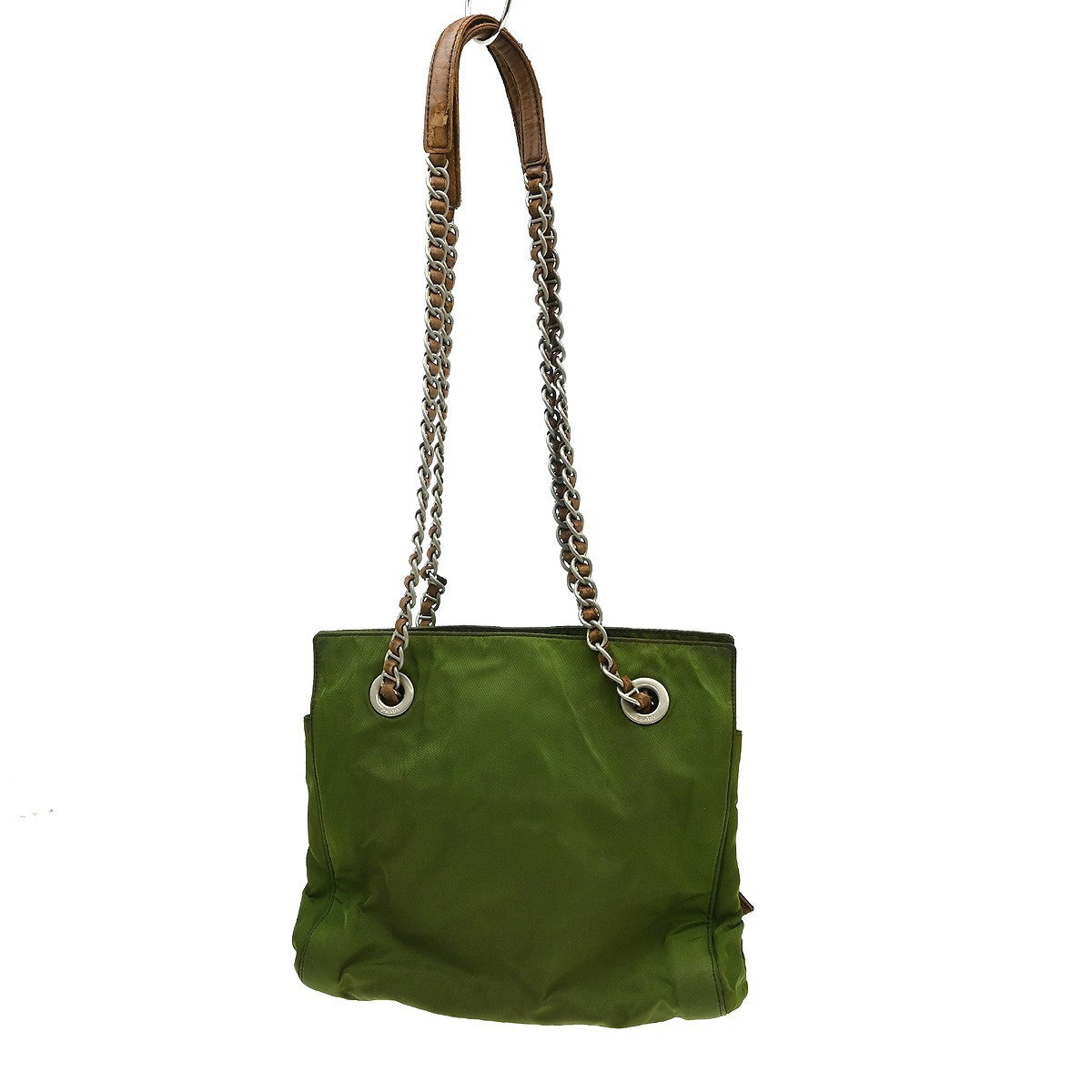 Prada Khaki Nylon Tote Shoulder Bag