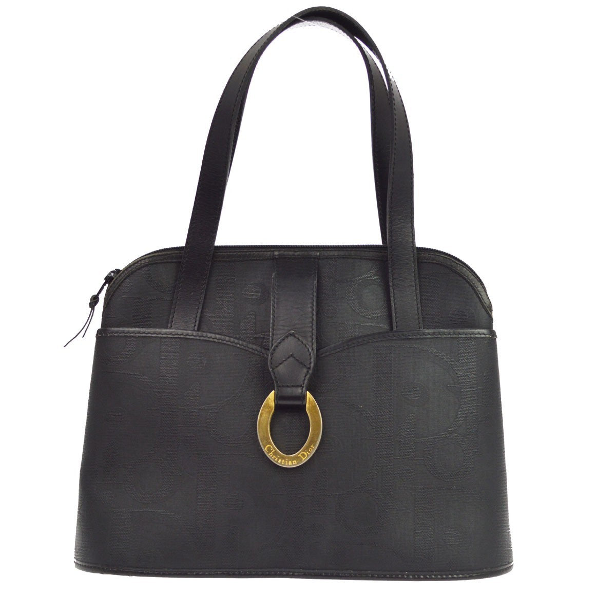 Christian Dior Black Leather Trotter Handbag