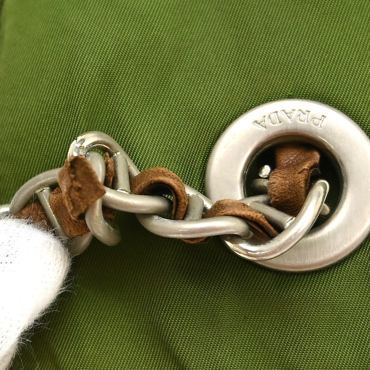 Prada Khaki Nylon Tote Shoulder Bag
