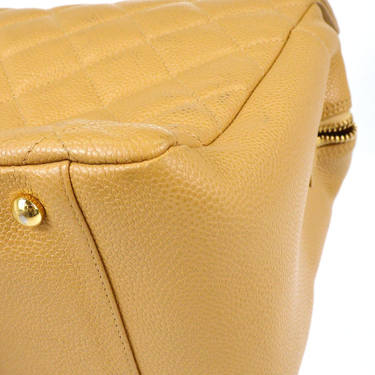 Chanel Beige Calfskin Grand Shopping Tote GST Chain Handbag