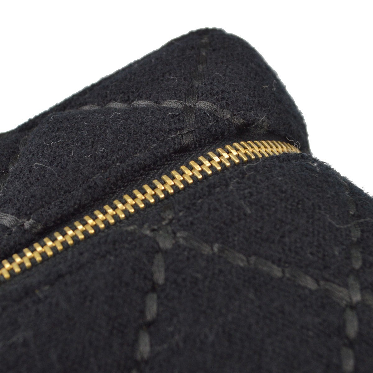 Chanel Black Wool Wild Stitch Vanity Handbag