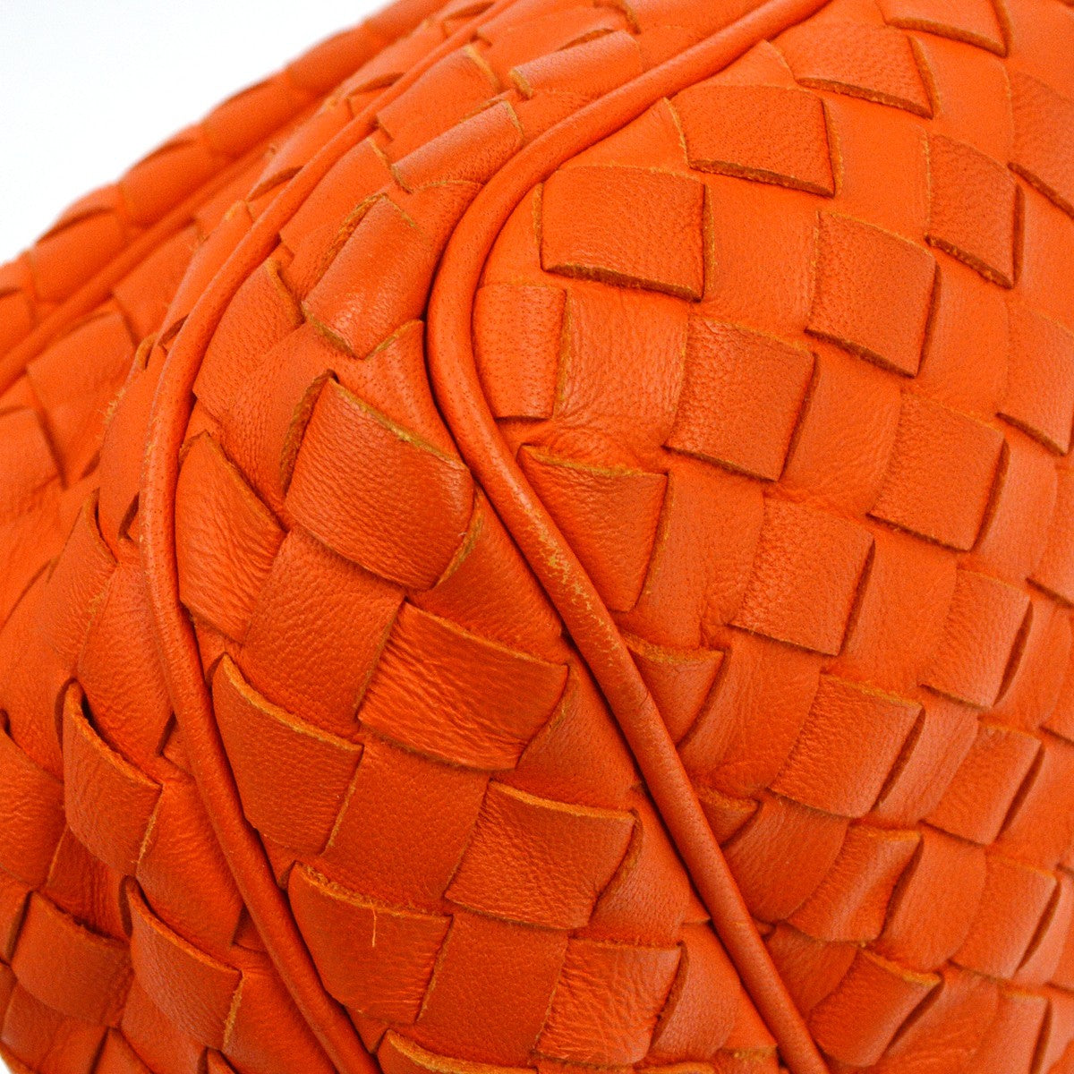 Bottega Veneta Orange Lambskin Intrecciato Shoulder Bag