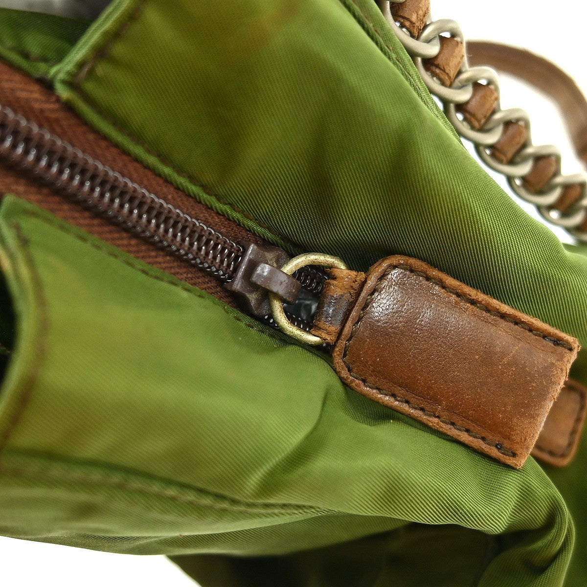 Prada Khaki Nylon Tote Shoulder Bag