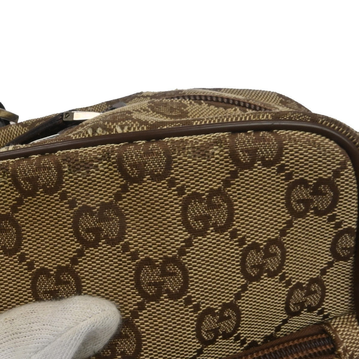 Gucci Beige Canvas GG Shoulder Bag