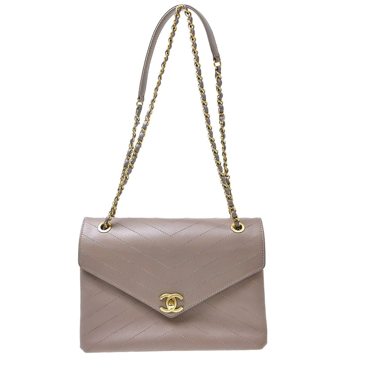Chanel Purple Calfskin Chevron Shoulder Bag
