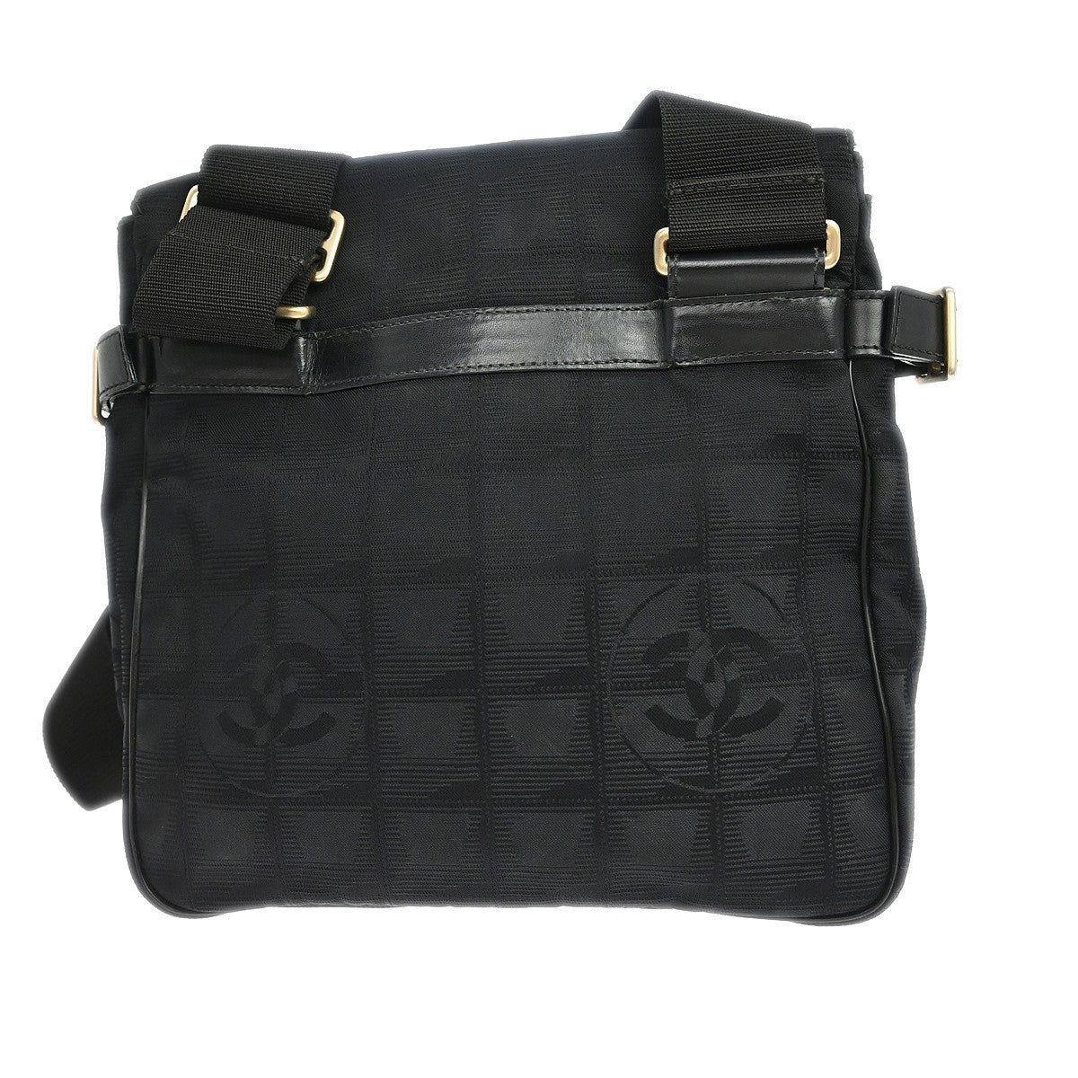 Chanel Black Jacquard Nylon Travel Line Shoulder Bag