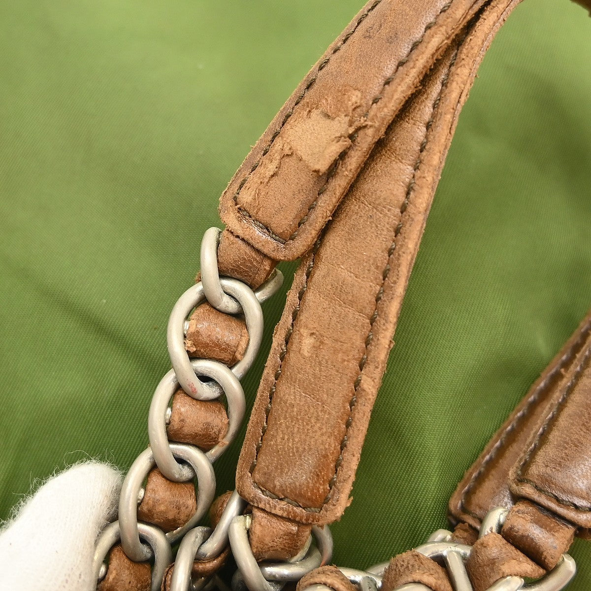 Prada Khaki Nylon Tote Shoulder Bag