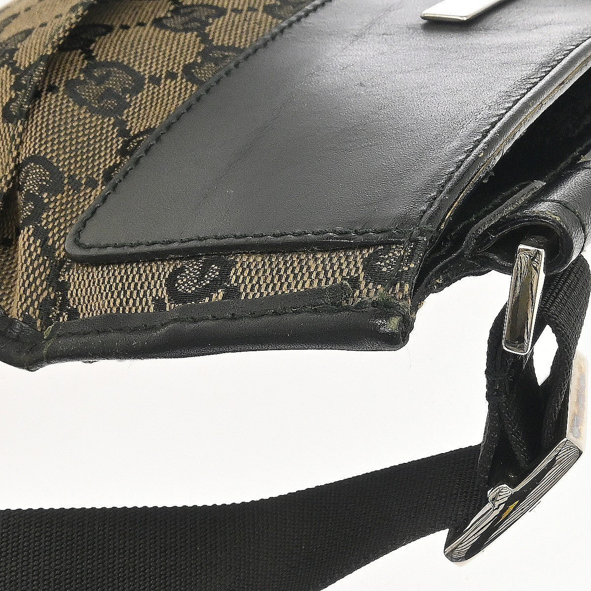 Gucci Brown Black Canvas GG Shoulder Bag