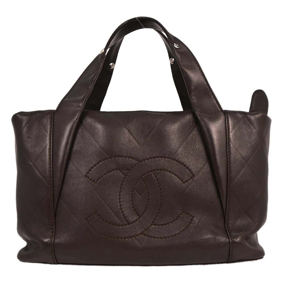 Chanel Brown Lambskin Chevron Handbag