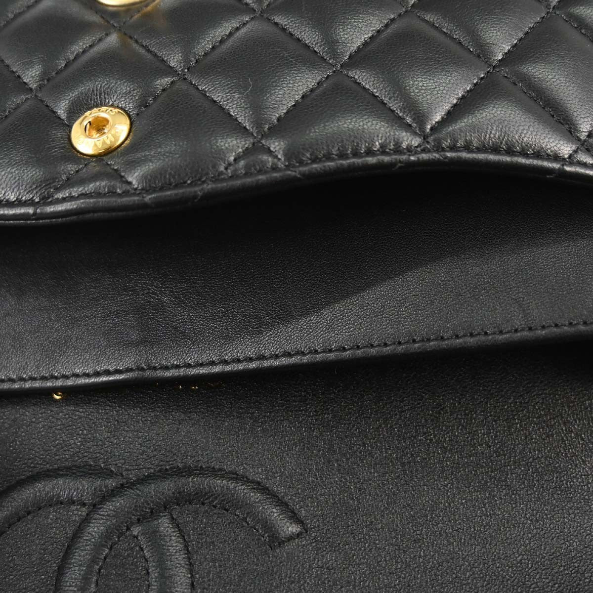 Chanel Black Lambskin Egyptian Medium Classic Double Flap Shoulder Bag