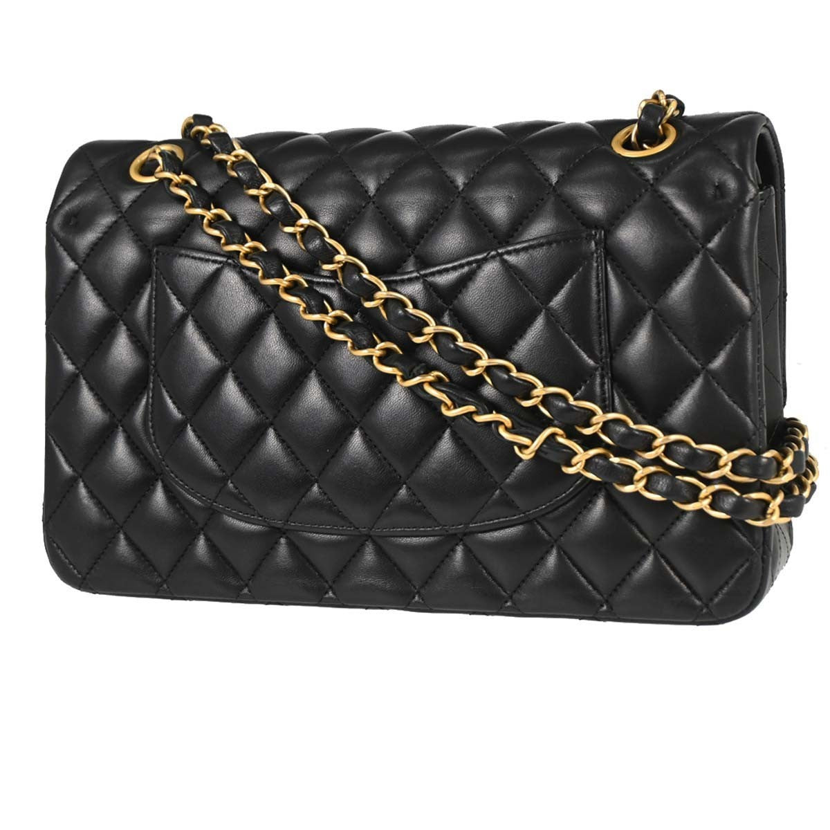Chanel Black Lambskin Egyptian Medium Classic Double Flap Shoulder Bag