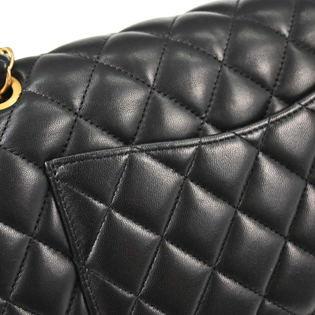 Chanel Black Lambskin Egyptian Medium Classic Double Flap Shoulder Bag