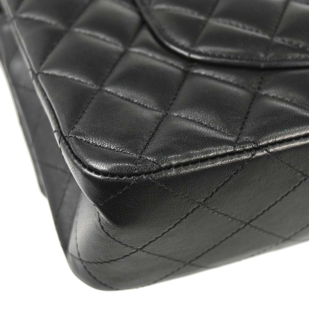 Chanel Black Lambskin Egyptian Medium Classic Double Flap Shoulder Bag