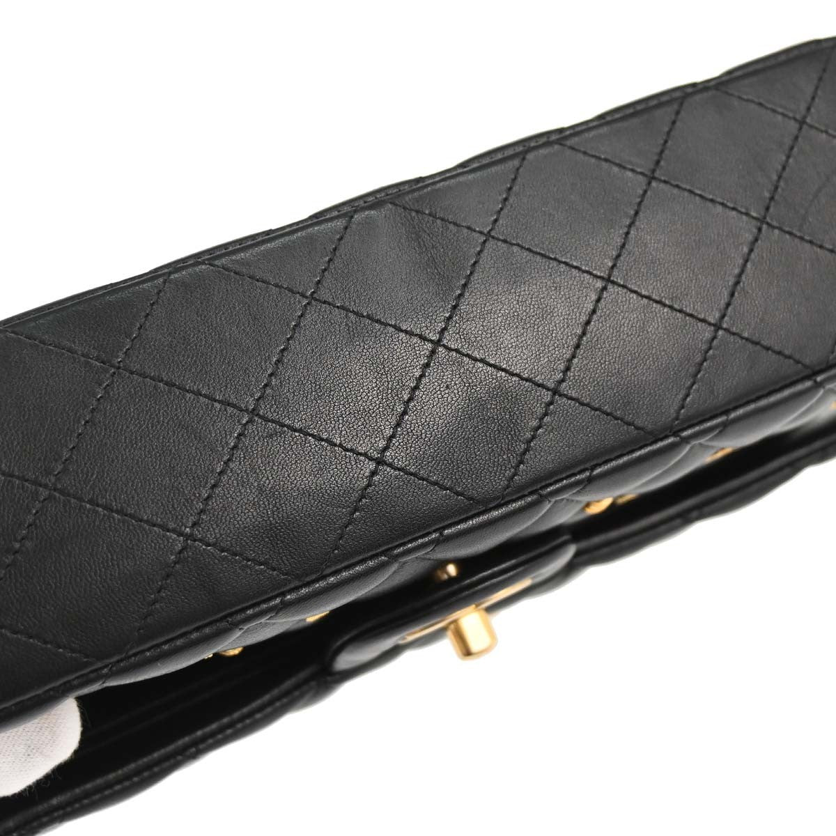 Chanel Black Lambskin Egyptian Medium Classic Double Flap Shoulder Bag