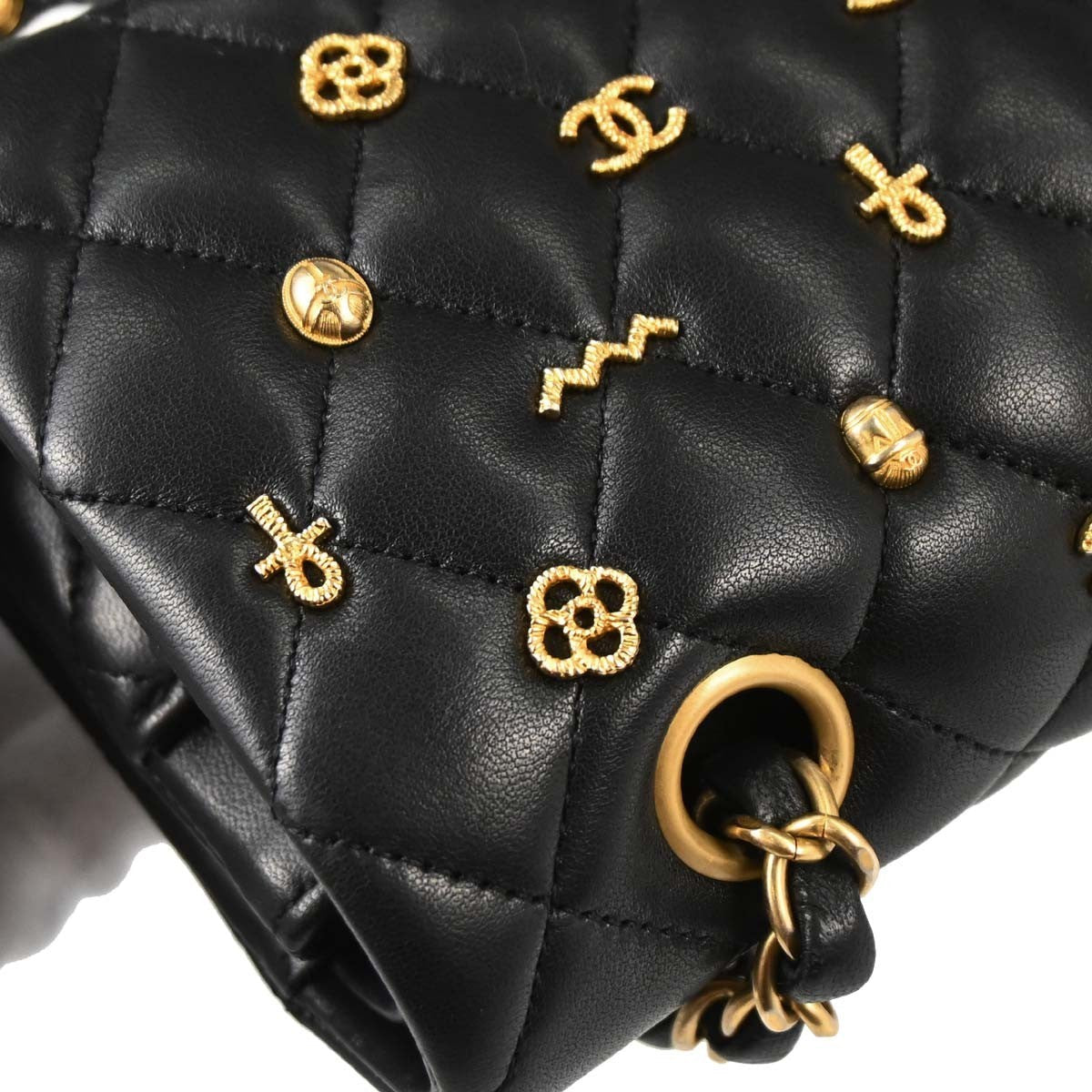 Chanel Black Lambskin Egyptian Medium Classic Double Flap Shoulder Bag