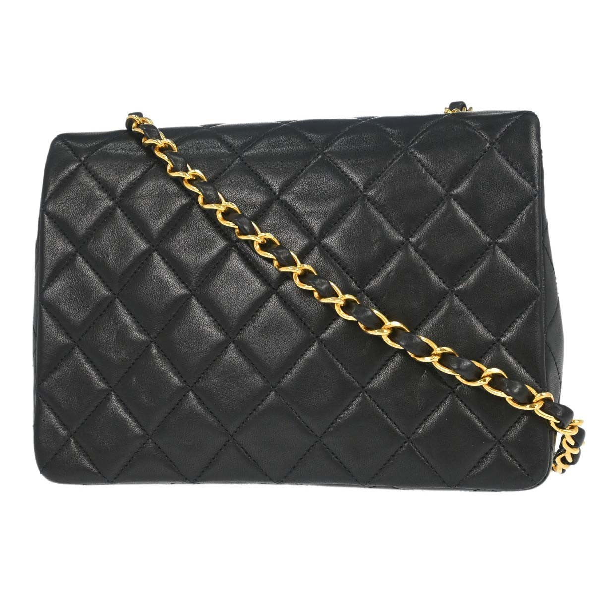 Chanel Black Lambskin Classic Square Flap 20 Shoulder Bag