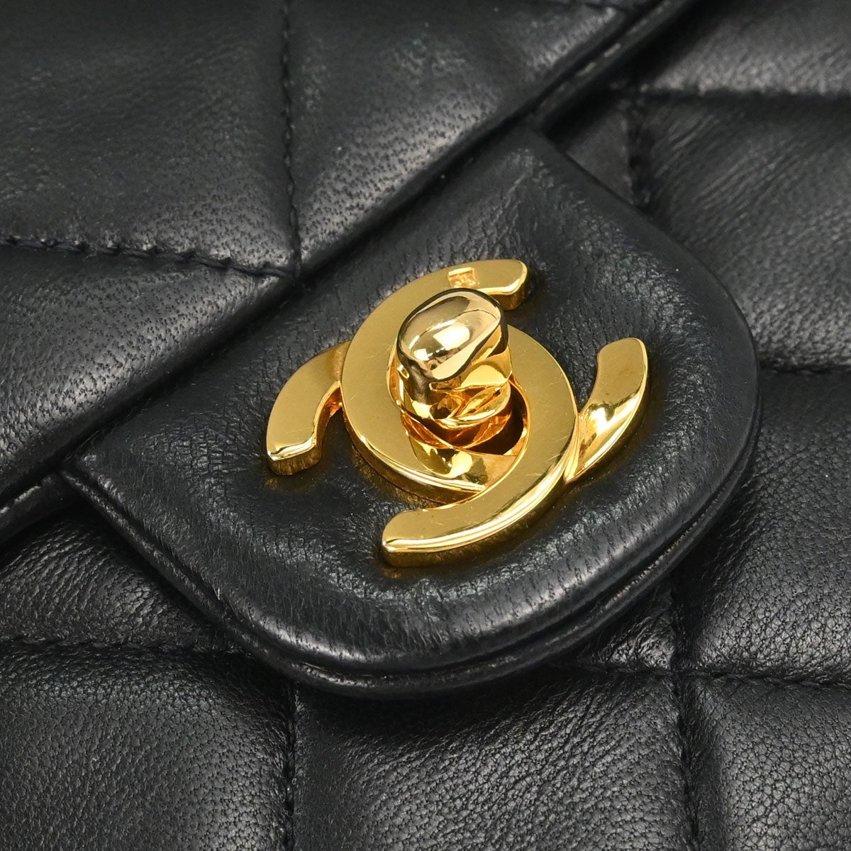 Chanel Black Lambskin Classic Square Flap 20 Shoulder Bag