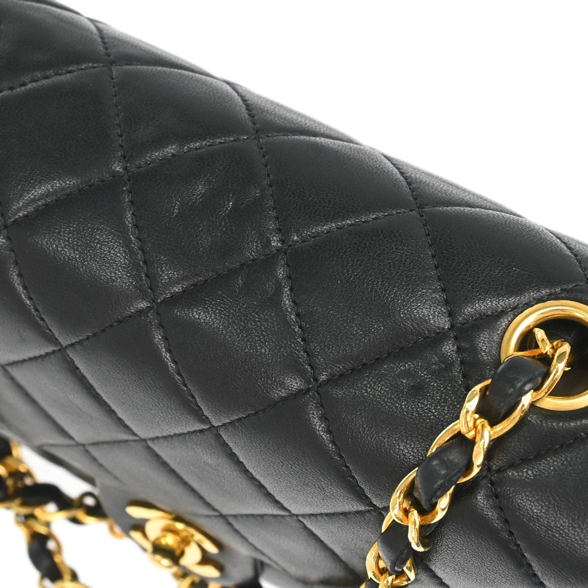 Chanel Black Lambskin Classic Square Flap 20 Shoulder Bag