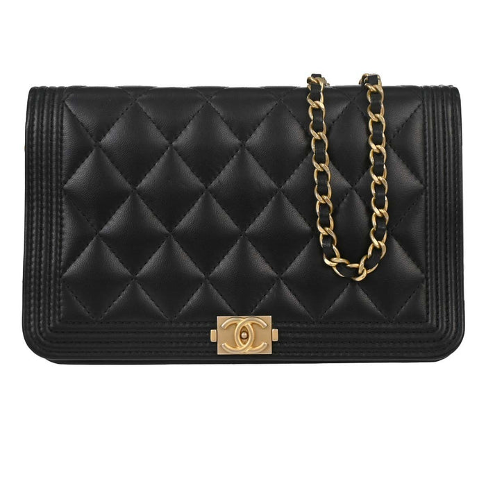 Chanel Boy Black Lambskin Wallet on Chain (WOC)
