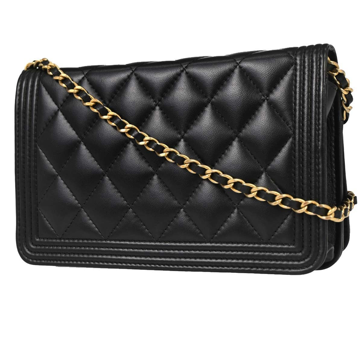 Chanel Boy Black Lambskin Wallet on Chain (WOC)
