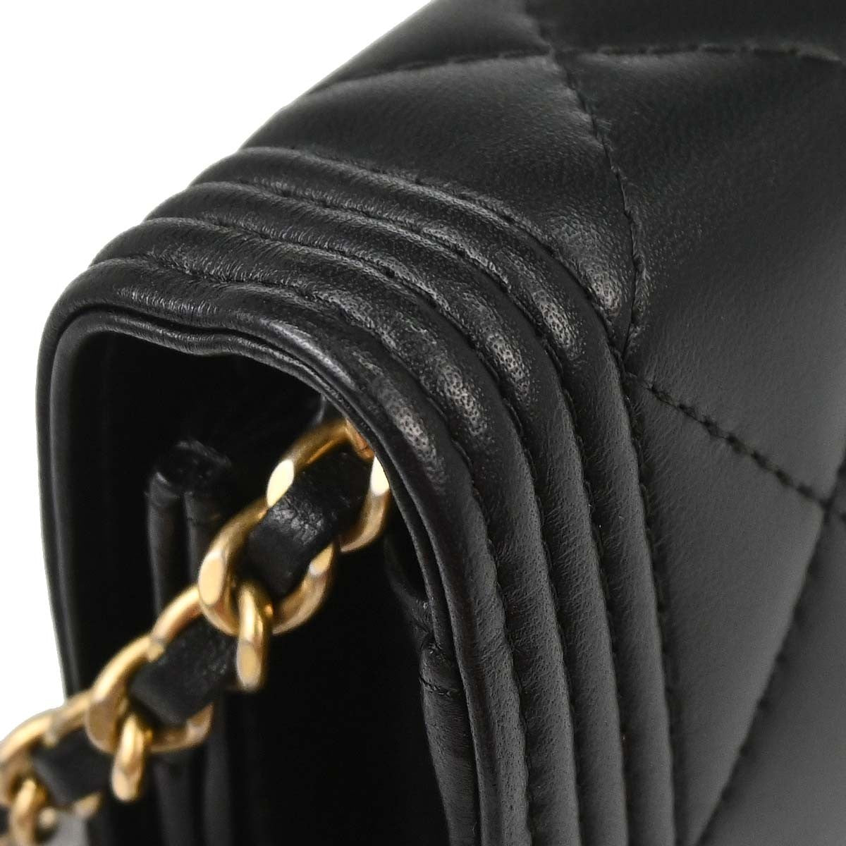 Chanel Boy Black Lambskin Wallet on Chain (WOC)