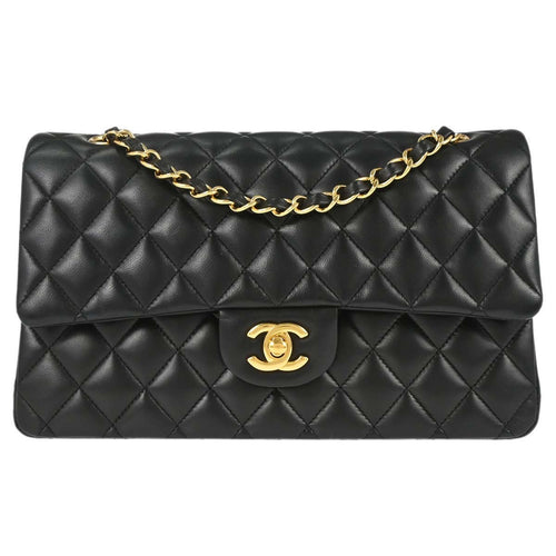 Chanel Black Lambskin Medium Classic Double Flap Shoulder Bag