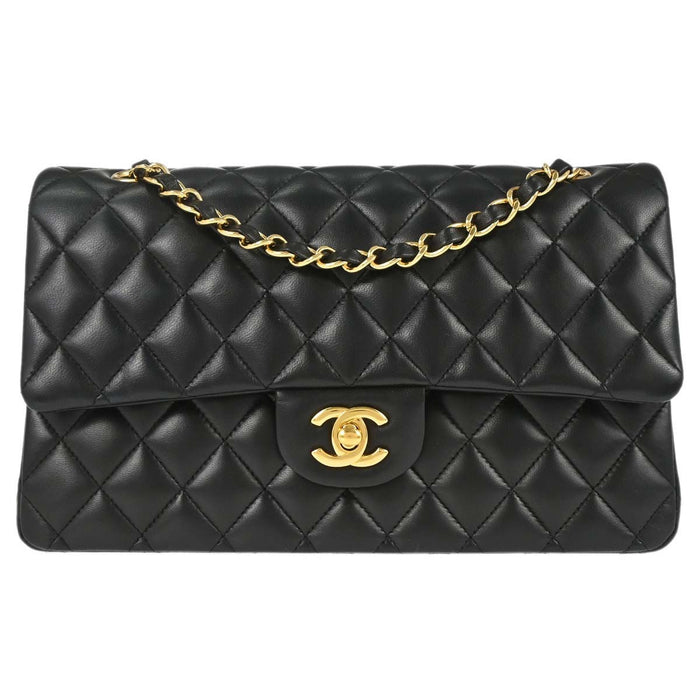Chanel Black Lambskin Medium Classic Double Flap Shoulder Bag