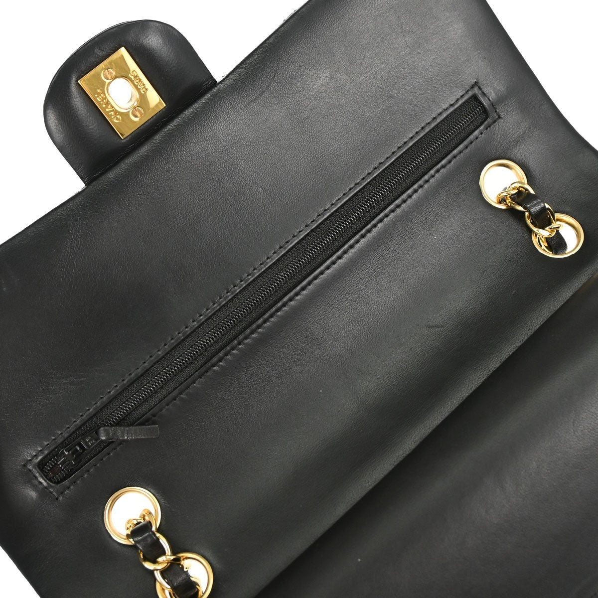 Chanel Black Lambskin Medium Classic Double Flap Shoulder Bag