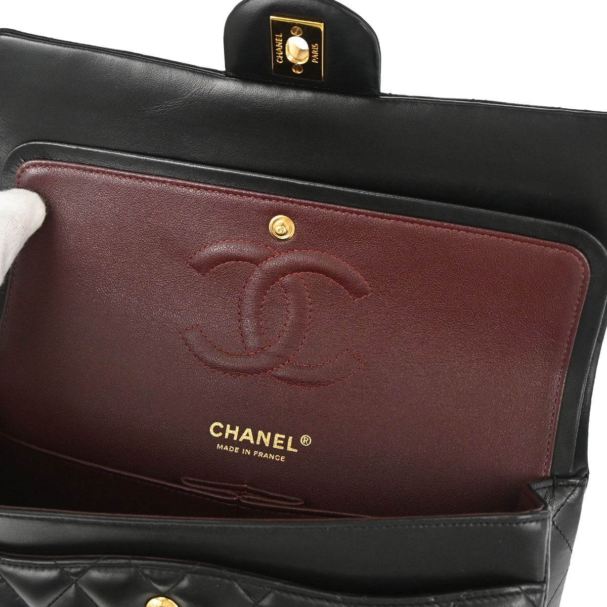 Chanel Black Lambskin Medium Classic Double Flap Shoulder Bag