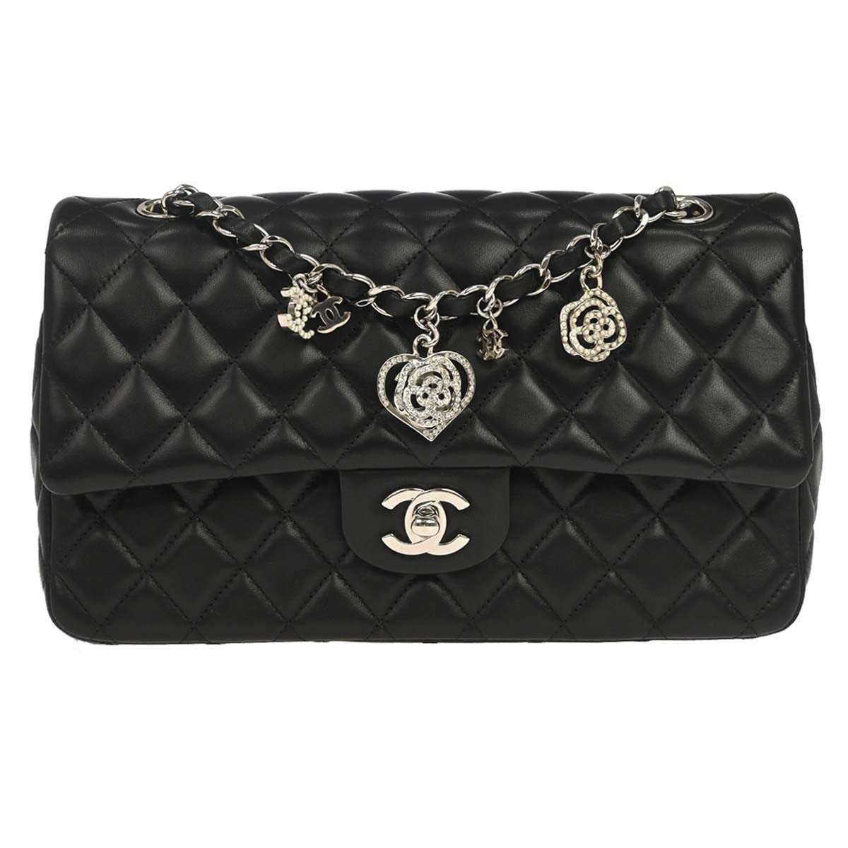 Chanel Black Lambskin Valentine Single Flap Shoulder Bag