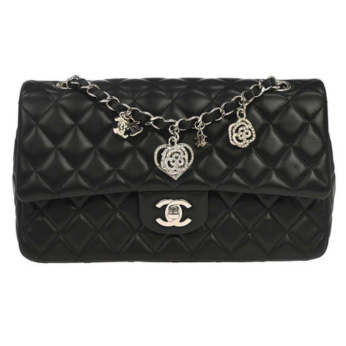 Chanel Black Lambskin Valentine Single Flap Shoulder Bag
