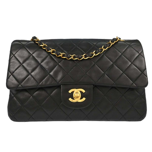 Chanel Black Lambskin Medium Classic Double Flap Shoulder Bag