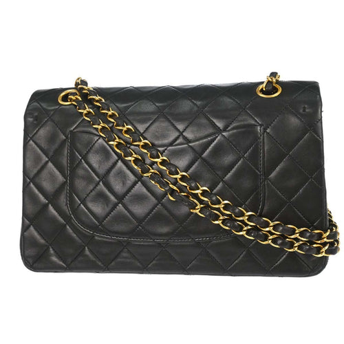Chanel Black Lambskin Medium Classic Double Flap Shoulder Bag