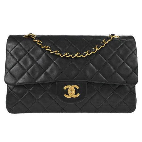 Chanel Black Lambskin Medium Classic Double Flap Shoulder Bag