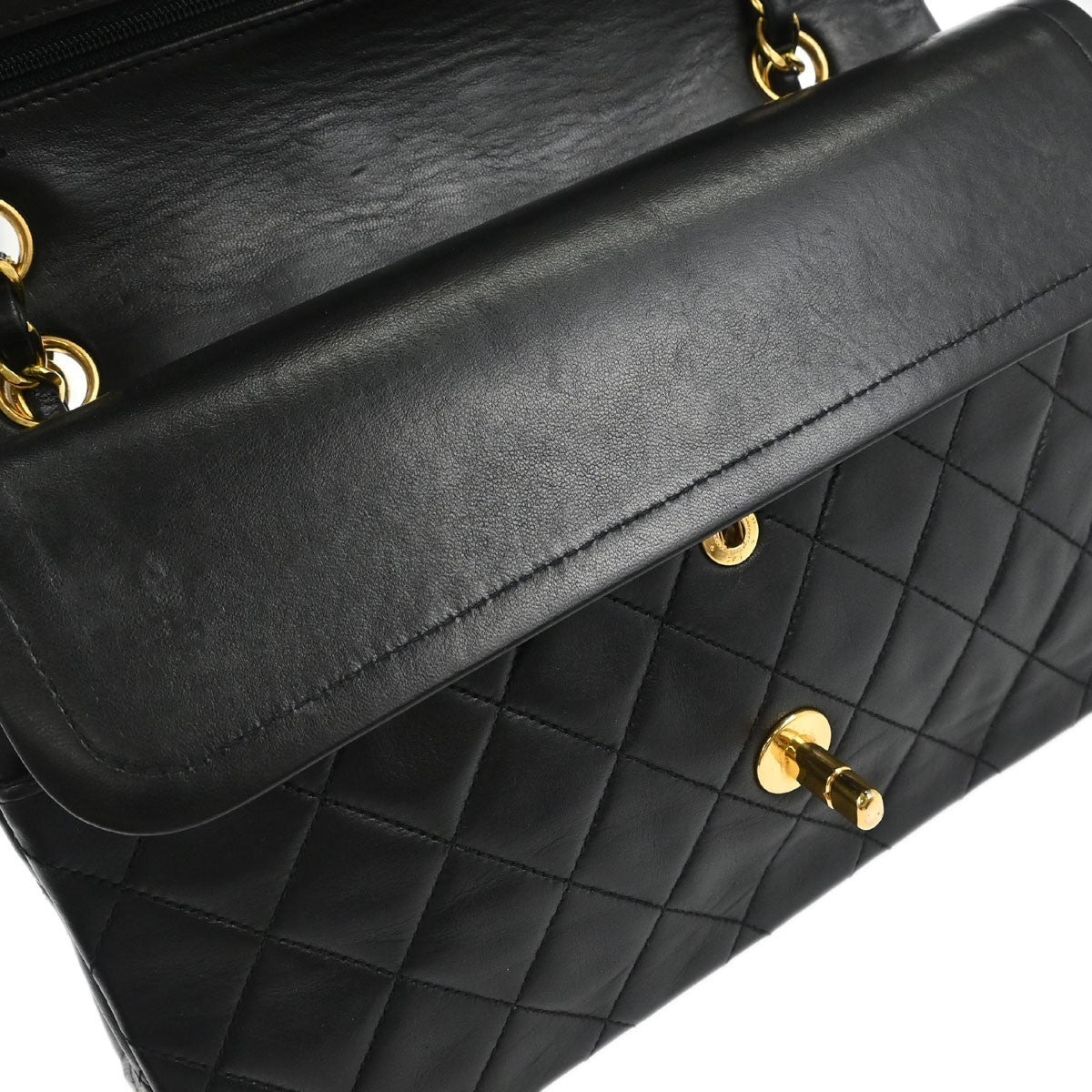 Chanel Black Lambskin Medium Classic Double Flap Shoulder Bag