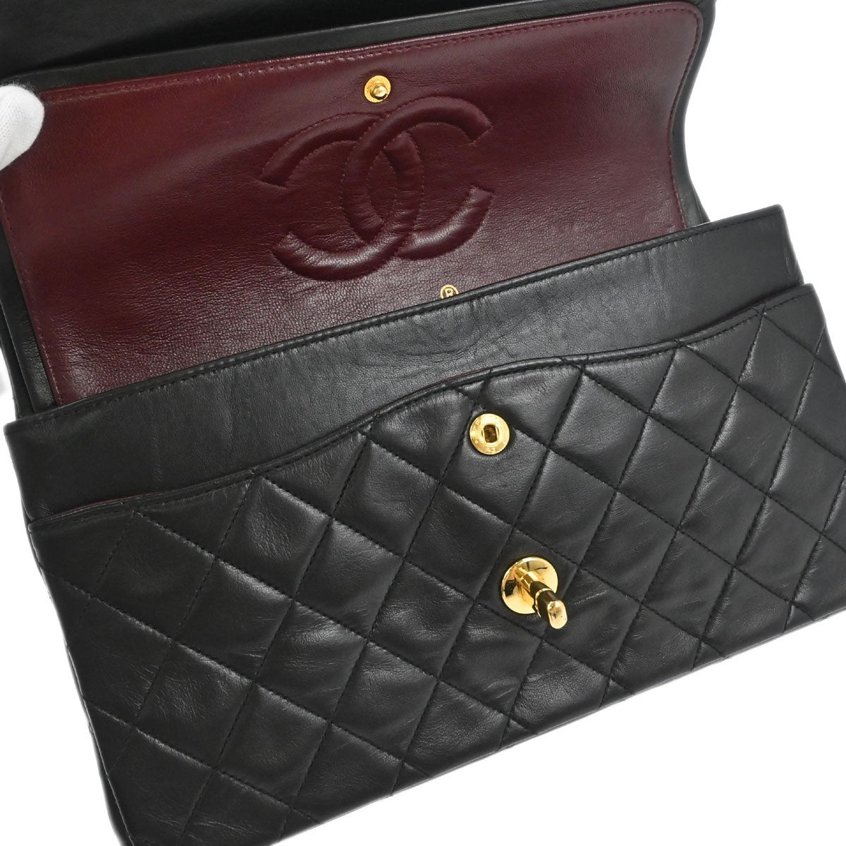 Chanel Black Lambskin Medium Classic Double Flap Shoulder Bag