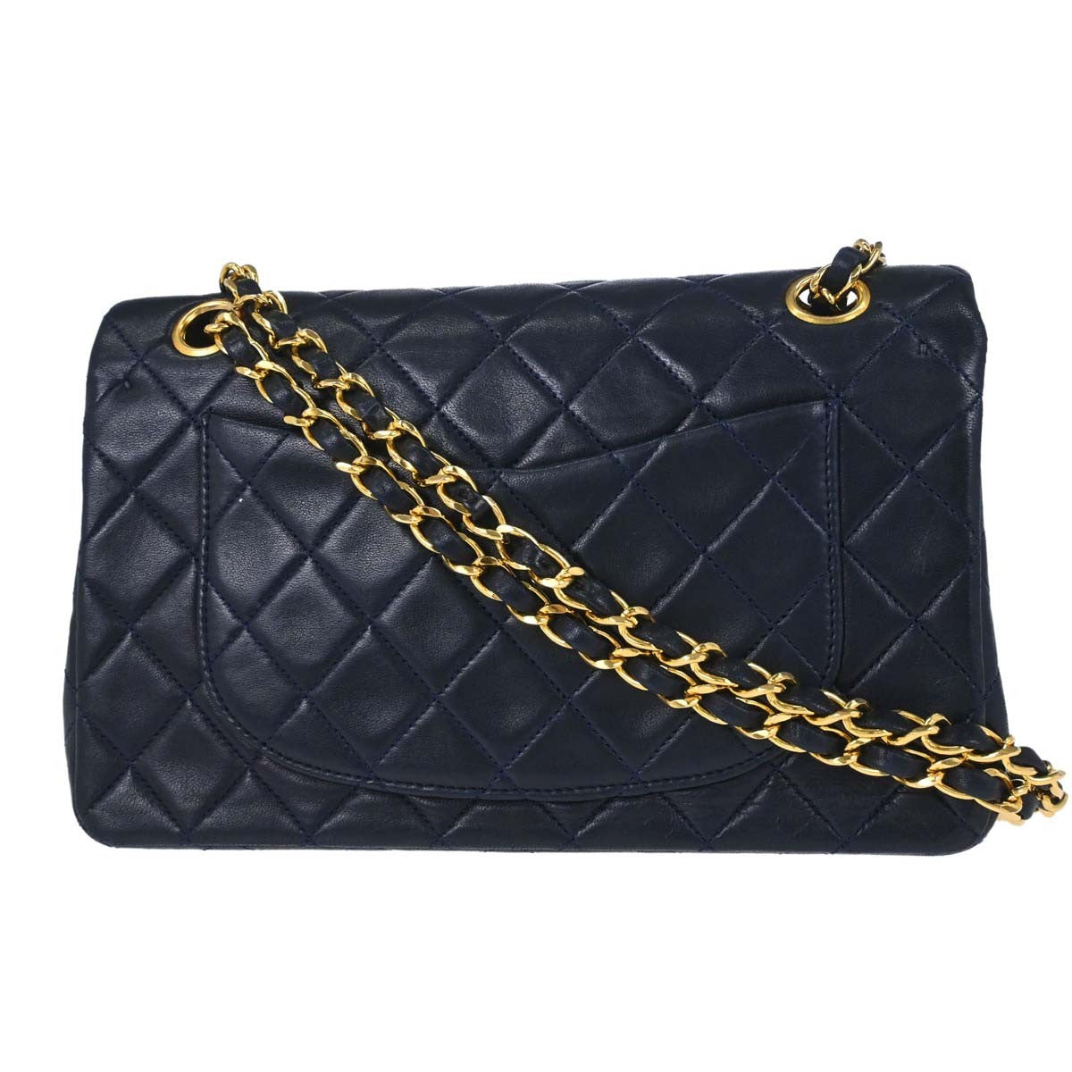 Chanel Navy Lambskin Small Classic Double Flap Shoulder Bag