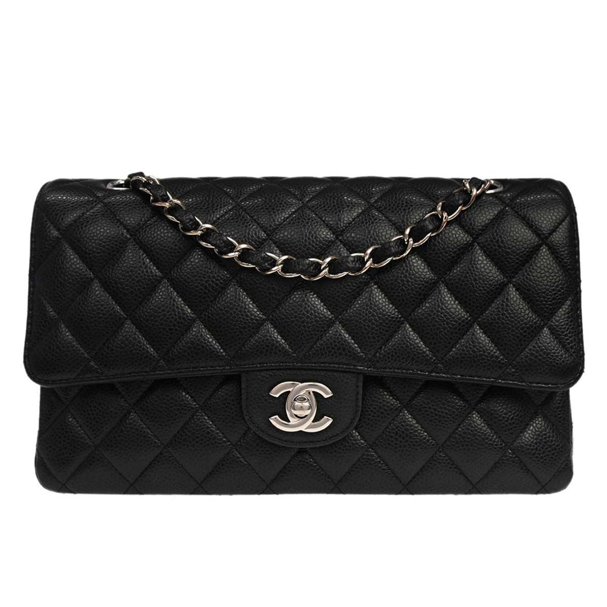 Chanel Black Calfskin Medium Classic Double Flap Shoulder Bag