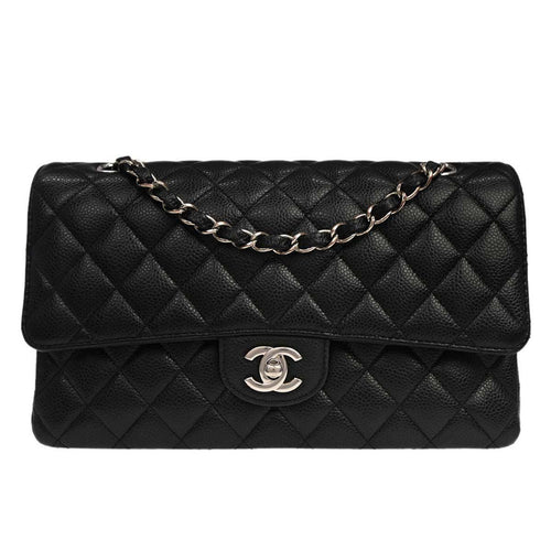 Chanel Black Calfskin Medium Classic Double Flap Shoulder Bag